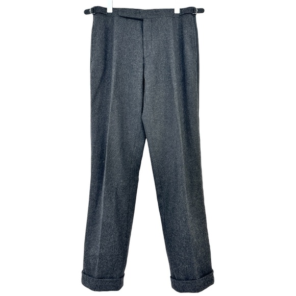 Vintage Polo Ralph Lauren Dark Gray Side Stripe Virgin Wool Trousers Pants sz 32 - Picture 1 of 9